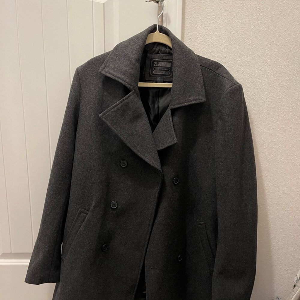 Forever 21 Gray Peacoat Size Large
